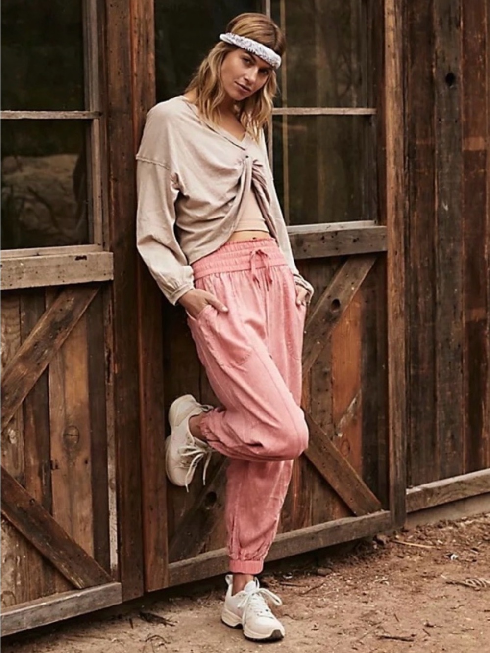 Free People FP Movement Baggy Relaxed Halfzies Pants - NWT - brushed apricot